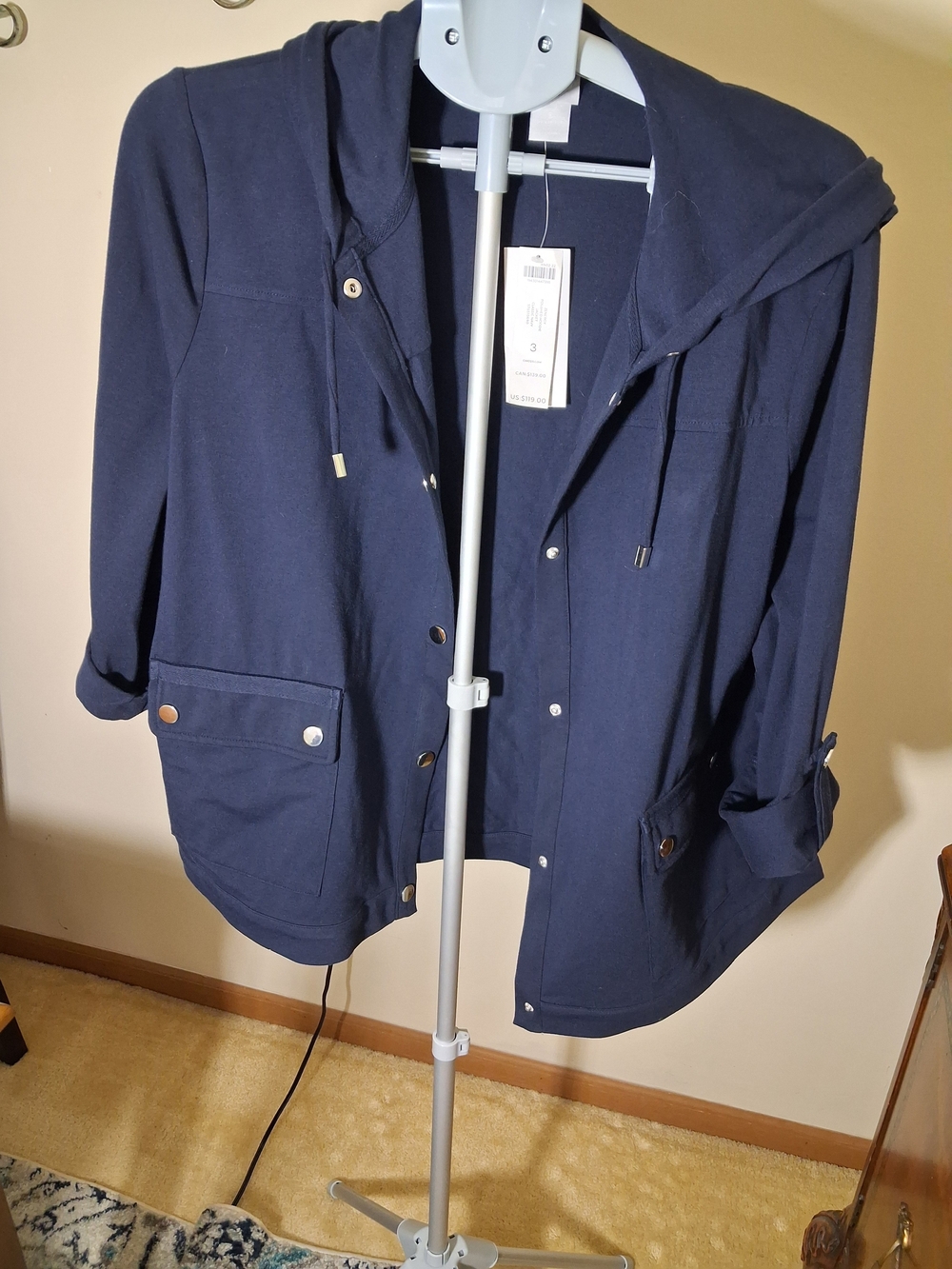 Zenergy Navy Hoodie Snap-Front Jacket
